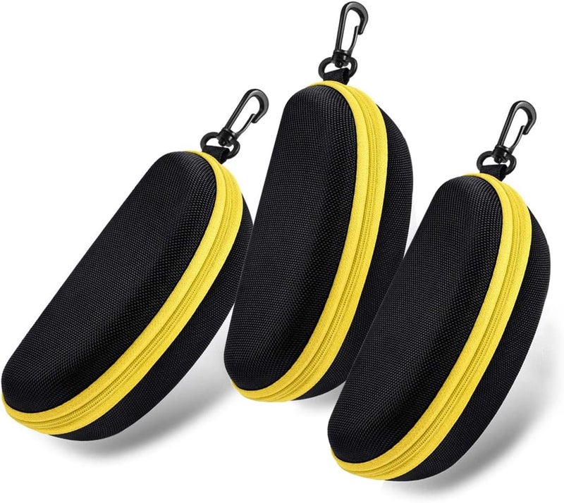 SteelFever 3pcs Zipper Hard Shell Sunglasses Case and Eyeglasses Case Portable Travel Glasses Case with Plastic Hook - Image 1